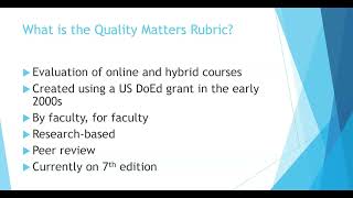 Quality Matters Overview