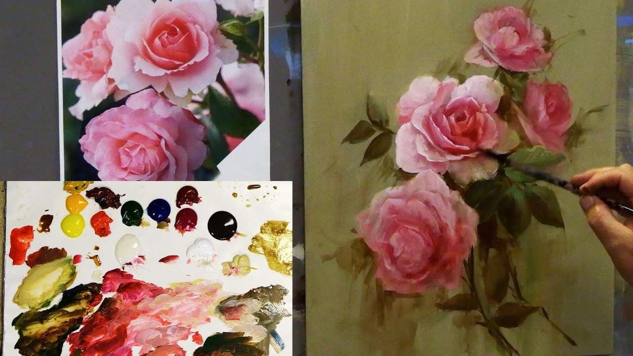 Beginning Roses with Acrylics Dutch Dirty White Technique - YouTube