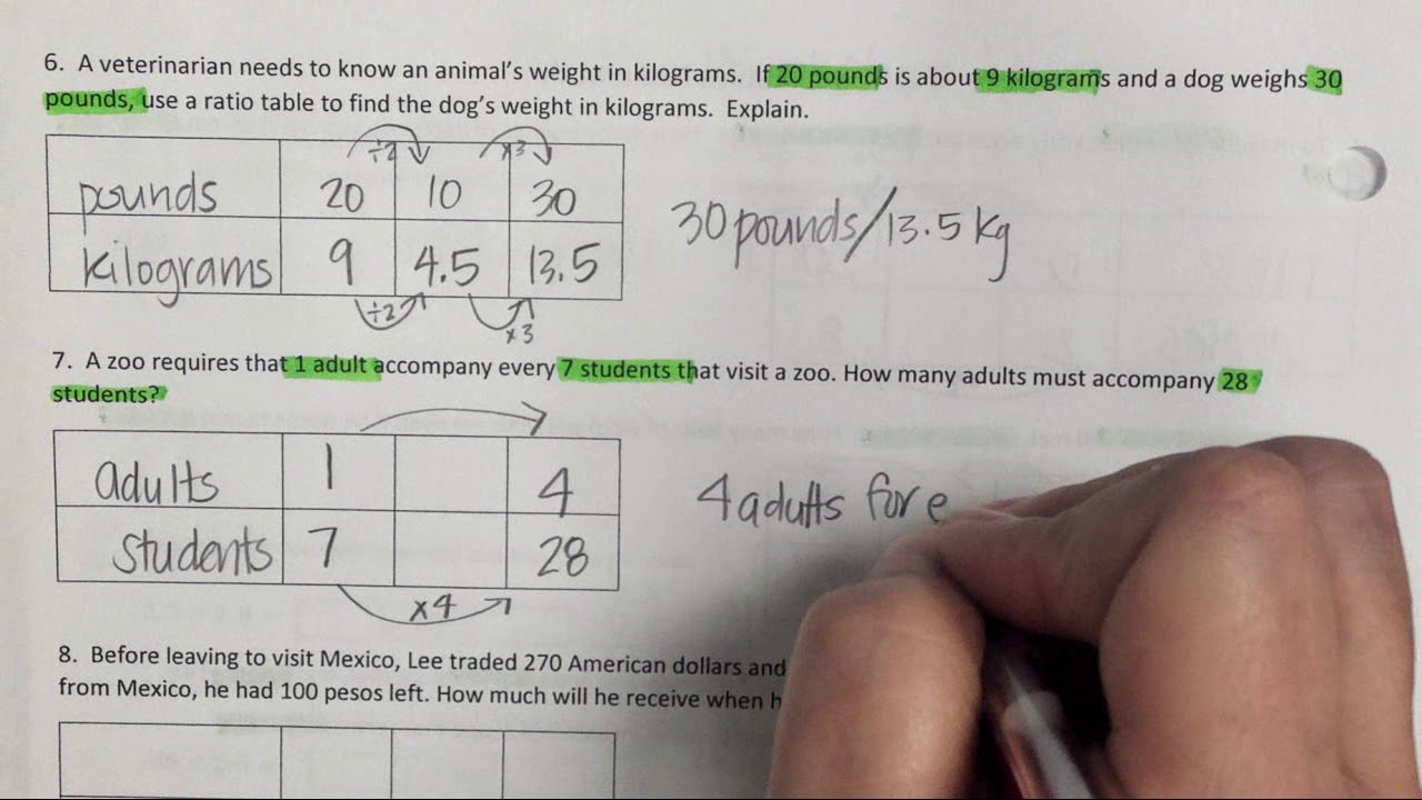 HW On Ratio Tables 6 10 YouTube