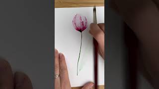 Painting beautiful watercolor tulip in 5 minutes! #watercolortutorial #watercolorartist #artshorts