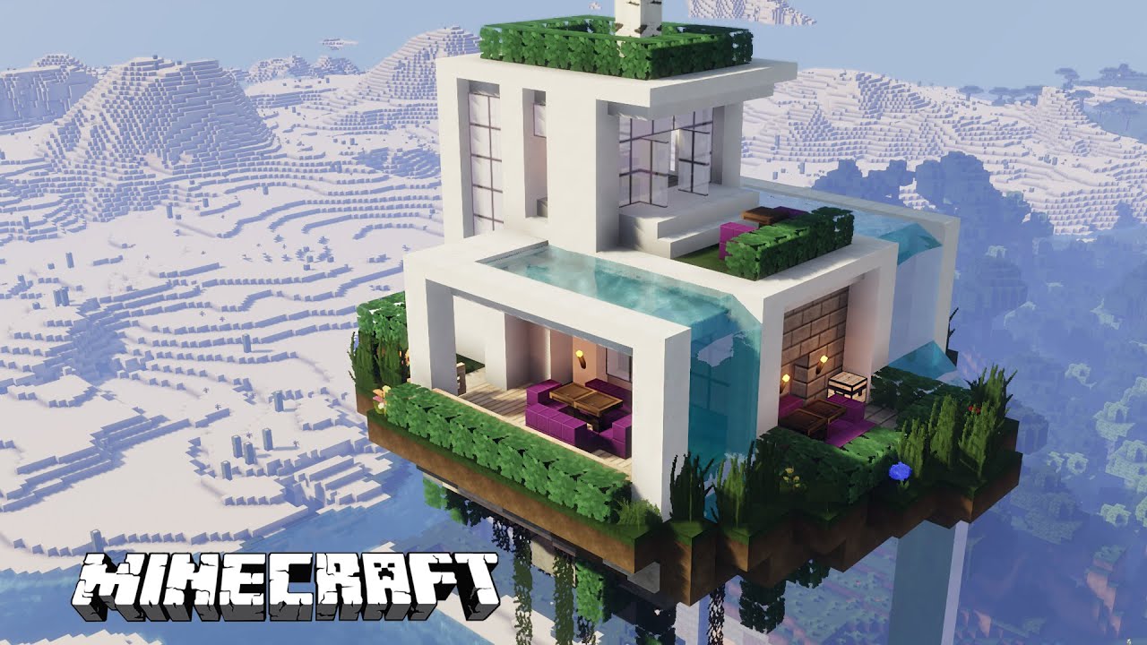 Minecraft Modern House In The Sky Speed Build Youtube