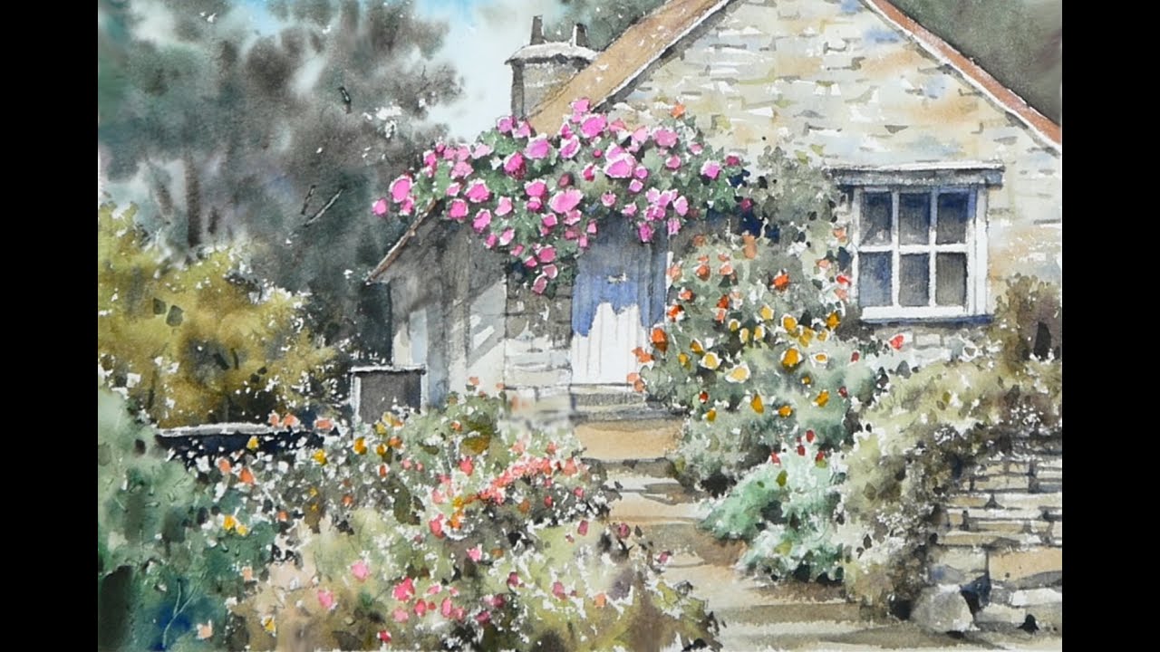 cozy home - Landscape Watercolor (Arches rough)NAMIL ART 