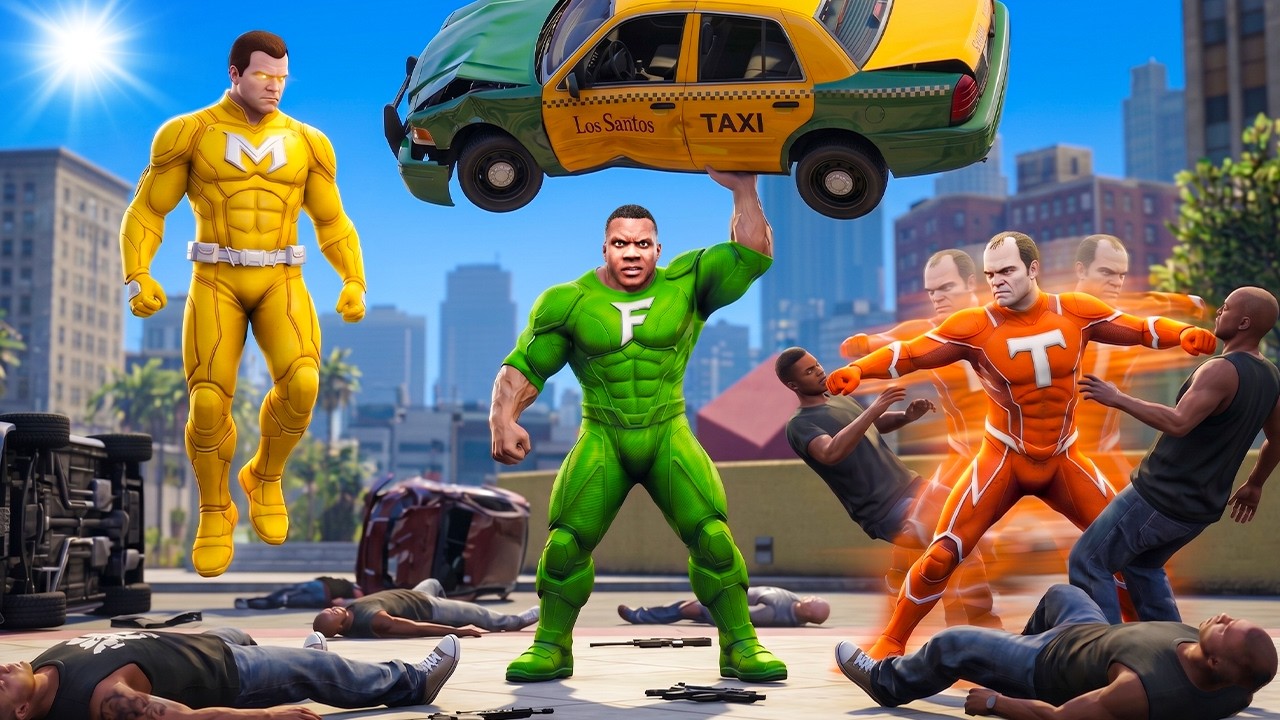 FRANKLIN, MICHAEL ET TREVOR DEVIENNENT DES SUPER-HÉROS SUR GTA 5 !