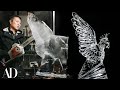 Carving an intricate ice sculpture from start to finish  by hand  architectural digest