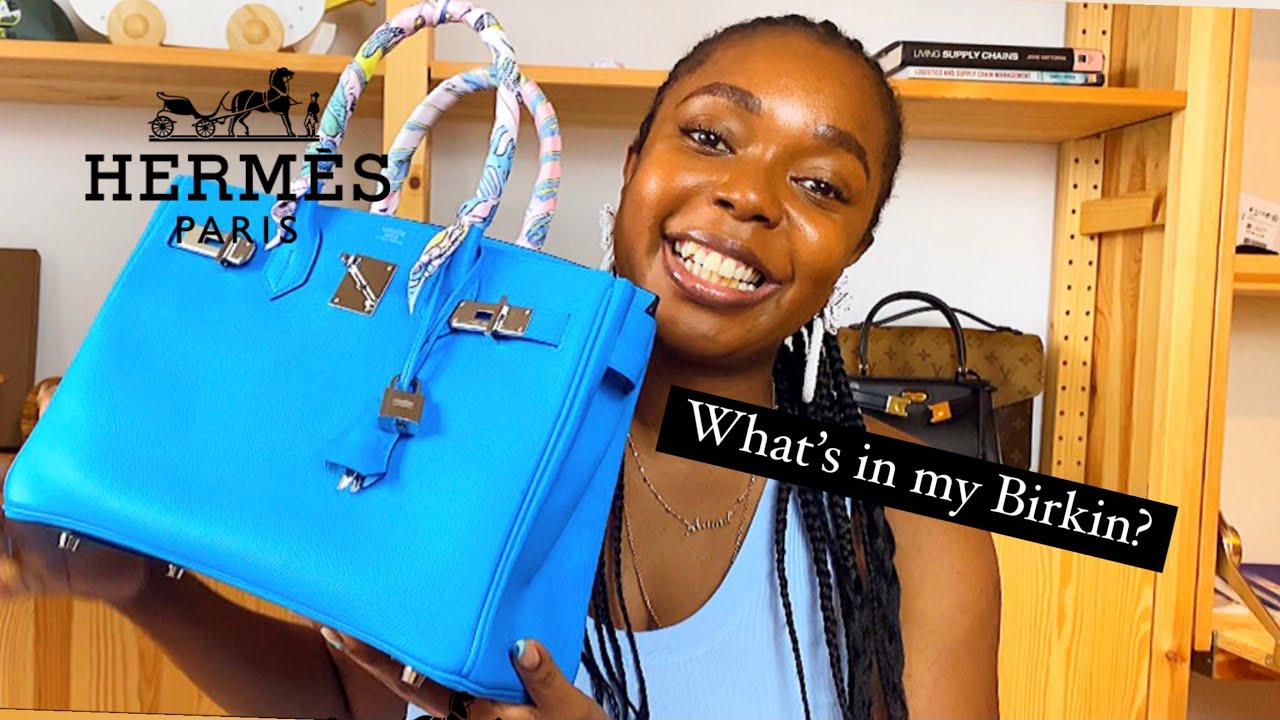 WHAT IS IN MY BIRKIN? 30CM BLEU FRIDA SILVER HARDWARE 