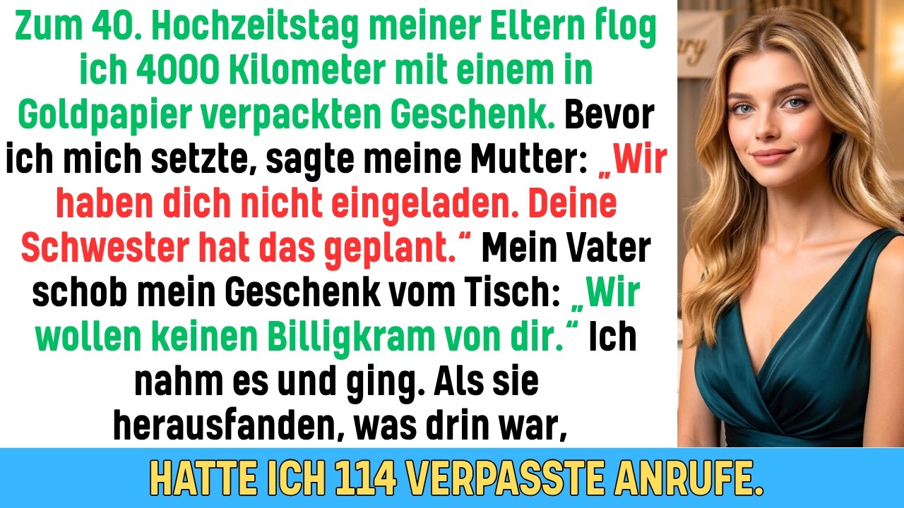 Im Belmont Country Club reichte ich meiner Mutter ein in Goldpapier gewickeltes Geschenk, das über unser ganzes Leben entscheiden konnte. Sie sah mich von oben bis unten an und zischte: „Wir haben...