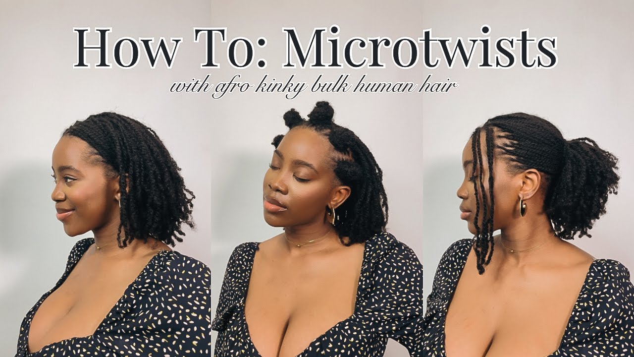Micro Twists Installation using Kinky Bulk Human Hair ft Hotbraids | Protective style | Detailed