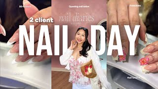 2 client nail day | opening up a salon at 18 ⋆.𐙚 ̊. | nail tutorial