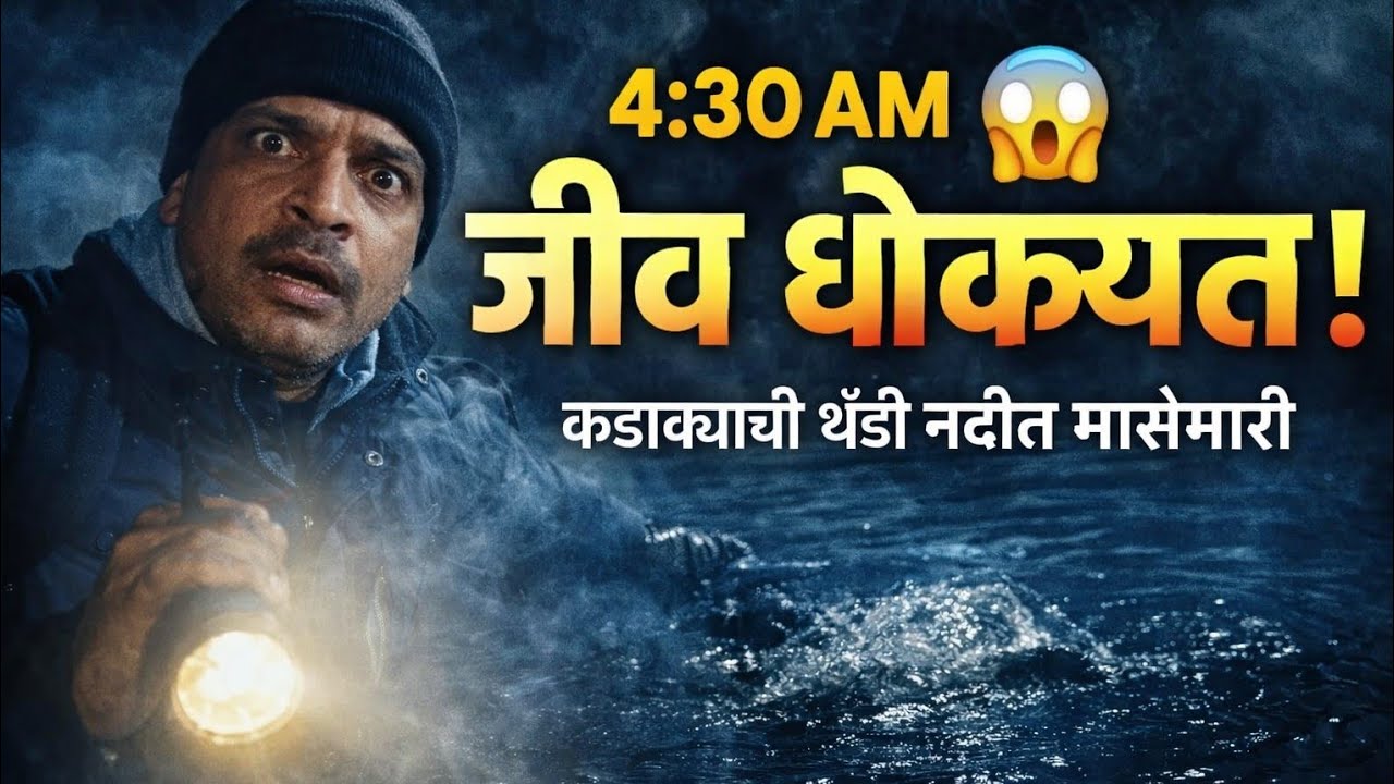 4:30AM कडाक्याच्या थंडीत 😱 जीव धोक्यात नदीत मासेमारी | Night Fishing Marathi