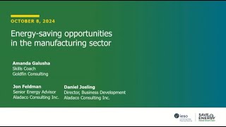 Energy Saving Opportunities in the Manufacturing Sector