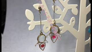 【UVレジン】丸のフレームと雫のフレームを使って　クリオネをモチーフにピアスを作ってみたよ^ ^