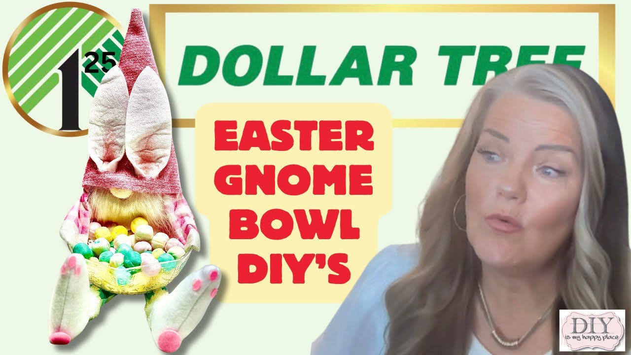 Easy DIY: Turn a Dollar Tree Gnome into a Hoppin' Easter Bunny Gnome Candy Bowl