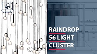Raindrop 56 Light Cluster | Bespoke Lighting Design | 3D Visualisation | Australia