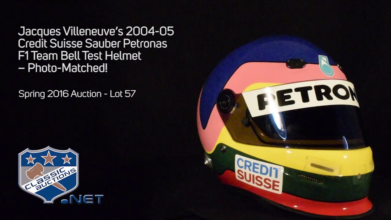 Jacques Villeneuve’s 2004-05 Credit Suisse Sauber Petronas F1 Team Bell Test Helmet – Photo-Matched!