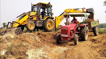 New Jcb 3dx Backhoe Loader Machine Loading Mud In Mahindra 475 Di Tractor | Jcb And Tractor | Jcb
