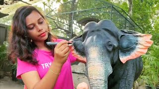 പാമ്പാടി രാജനെ പെയിന്റ് ചെയ്യാം | Elephant painting session | #pambadirajan