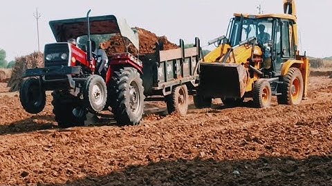 JCB 3dx Eco Excellence Loading Red Mud in Trolley |Di 241| Di Messi 1035 | farmtrac 45 