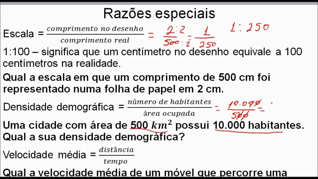 RAZÃO PARTE 2: RAZÕES ESPECIAIS: Escala, Densidade, Velocidade e ...