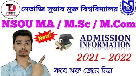 NSOU PG (MA / M.Sc / M.Com) Admission 2021 Start || NSOU MA Admission Related Details Information