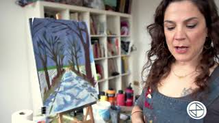 Part 3: Landscape painting tutorial using one point perspective and Hockney's as reference.