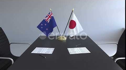 Flags of New Zealand and Japan and Papers | Motion Graphics - Envato elements
