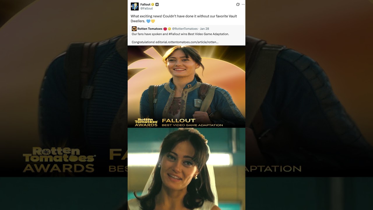 Да... Сериал Fallout получил награду Rotten Tomatoes как лучшая экранизация видеоигры! 