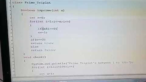 Prime Triplet in Java ICSE