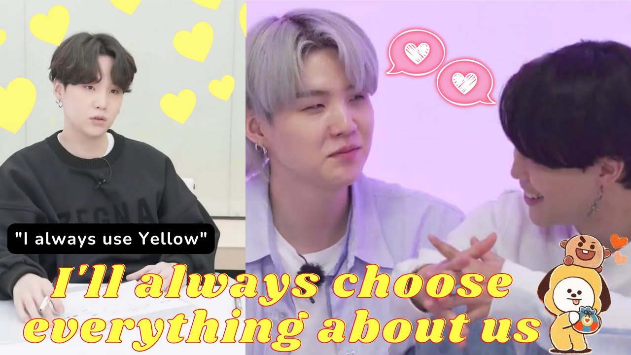 Yoongi always uses Yellow💛 Like how he always Chooses Jimin💛| Yoonmin Moments 🐣💛🐱