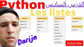 #06 (darija) PYTHON : les listes (ajout , supp , chercher ) Listes imbriquées (Listes 2D)
