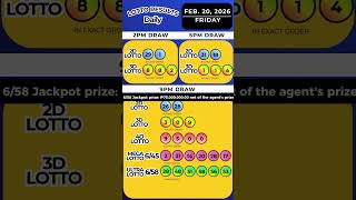 🔥  PCSO LOTTO RESULTS February 20, 2026 FRI 9PM 2D (EZ2), 3D (Swertres), 4D, 6/45, 6/58