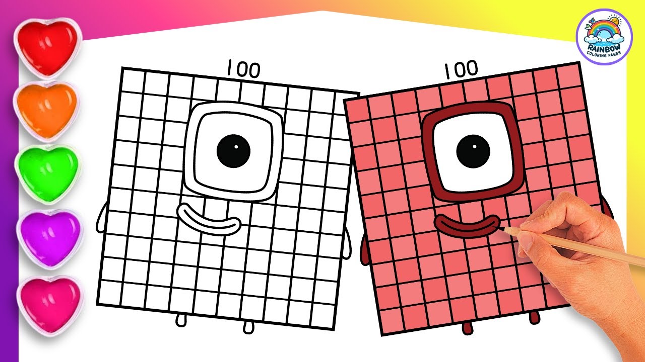 РАСКРАСКА Numberblocks 100🌈 | Рисование и раскрашивание Numberblock 100 🔢 Для детей и малышей