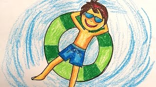 swimming pool drawing summer painting draw fun drawings paintingvalley paintings