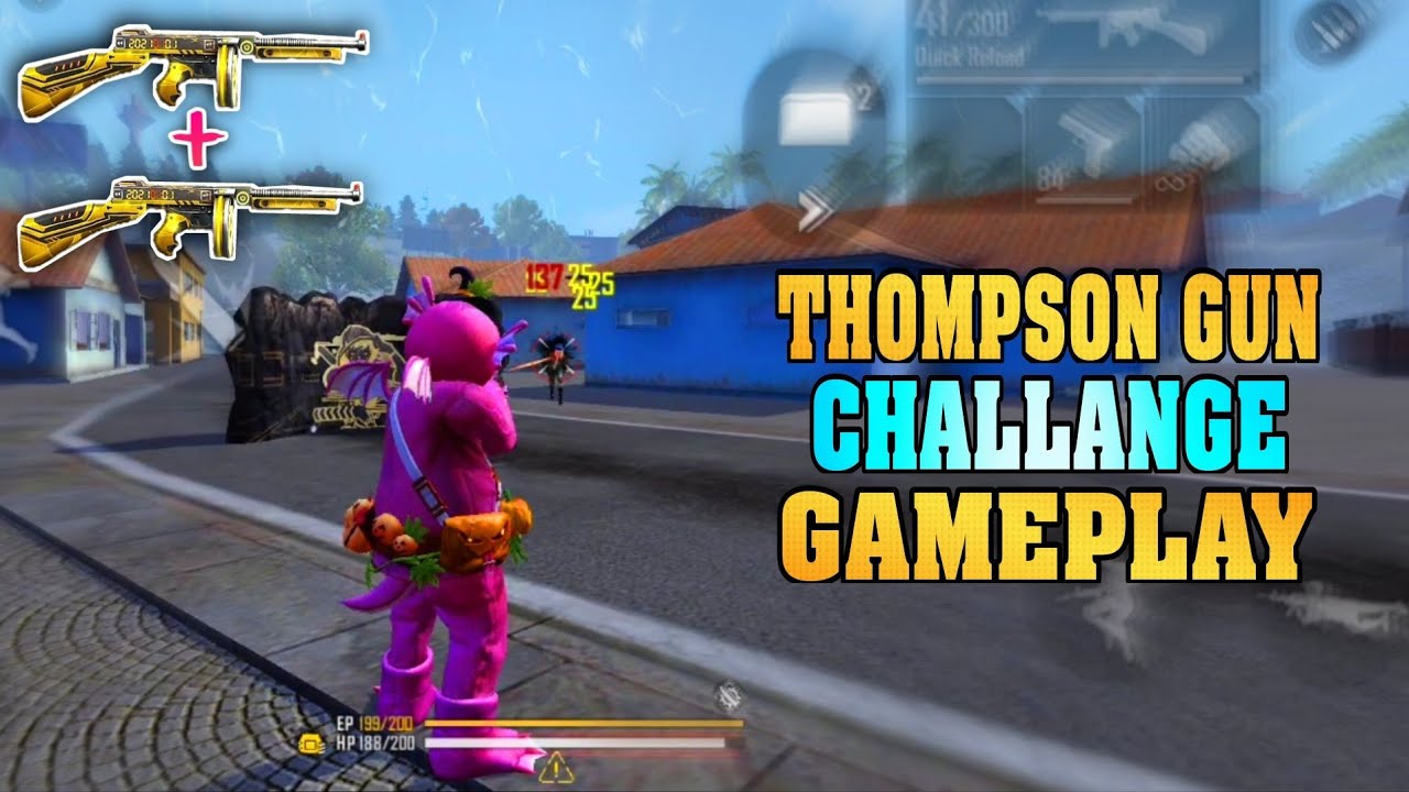 THOMPSON GUN CHALLANGE GAMEPLAY WITH COMMENTRY FREE FIRE CLASH SQUAD RUSH GAMEPLAY