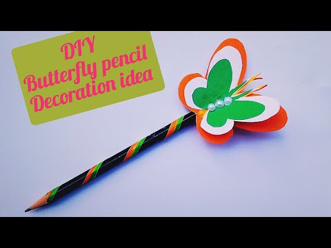 Republic Day craft idea/Tri color pencil decoration ideas/republic Day gift ideas/ butterfly pencil