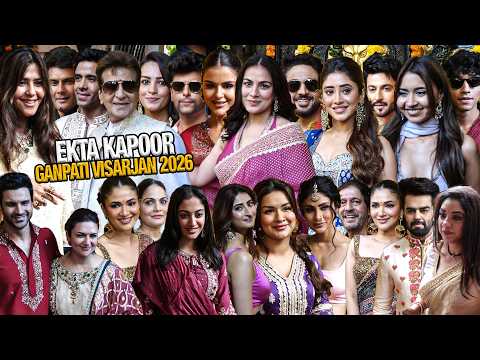 UNCUT - Ekta Kapoor Ganpati Visarjan 2026 | Star studded | Akanksha Choudhary, Yogesh, Shivangi