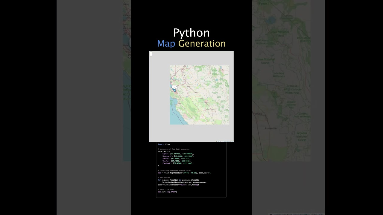 Python Maps Tech Giants 🌎📍#PythonPower #DataVisualization #GeospatialData #code #computerscience