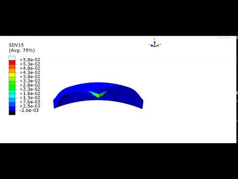 Finite element simulation of damage in a sample of ascending thoracic aorta by bulge inflation tests