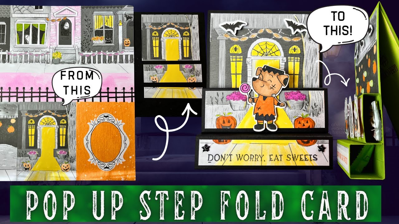 Открытка-раскладушка на Хэллоуин (и два способа добавить угощение)