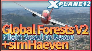 X-Plane 12, Global Forests V2(for XP12) with simHeaven X-Asia / 경부고속도로 타고 서울에서 부산까지