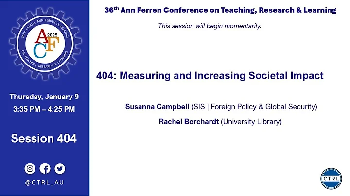 Session 404: Measuring and Increasing Societal Impact