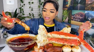 KING CRAB SEAFOOD BOIL WITH SPICY BUTTER SAUCE 🤤😍