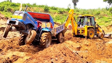 Jcb 3dx Backhoe Loader Machine Loading Mud In Sonalika 42 Di Rx Tractor | Jcb Tractor | Jcb Video