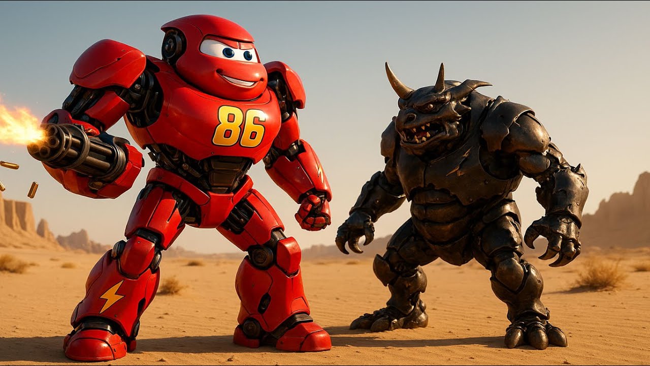 🤖🔥 McQueen’s Epic Mech Battle: Desert Rescue Against the Giant Beetle Gang! 🏜️💥
