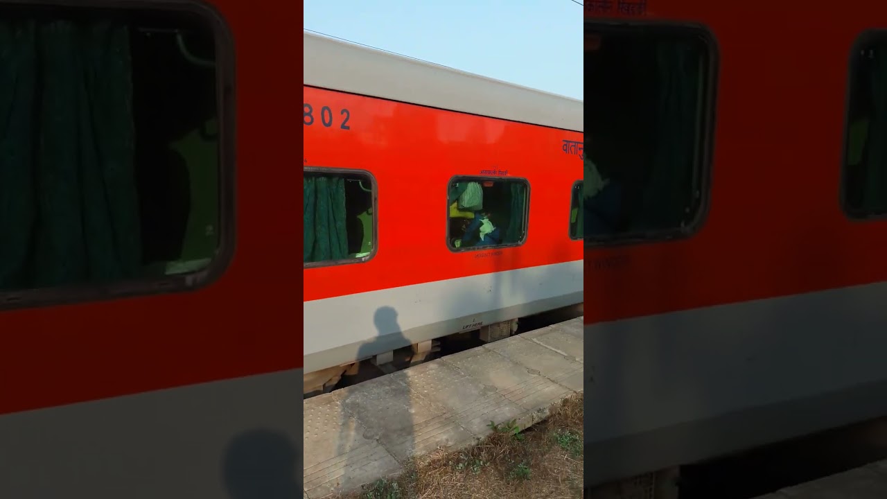Netravati Express Waiting  For Signal At a Railway Station in Kongan Railway