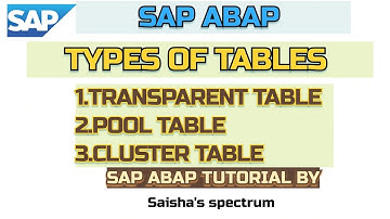 Different types of tables in sap abap| transparent table| pool table|cluster table #sap#abaptutorial