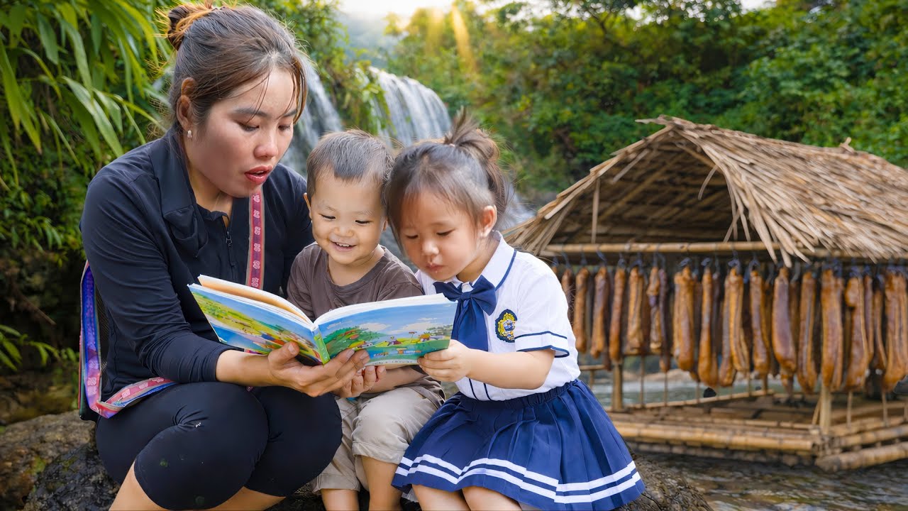 Belajar Bersama Nhi, Lalu Memasak Daging Babi Asap Bersama Dua Anak Kecil