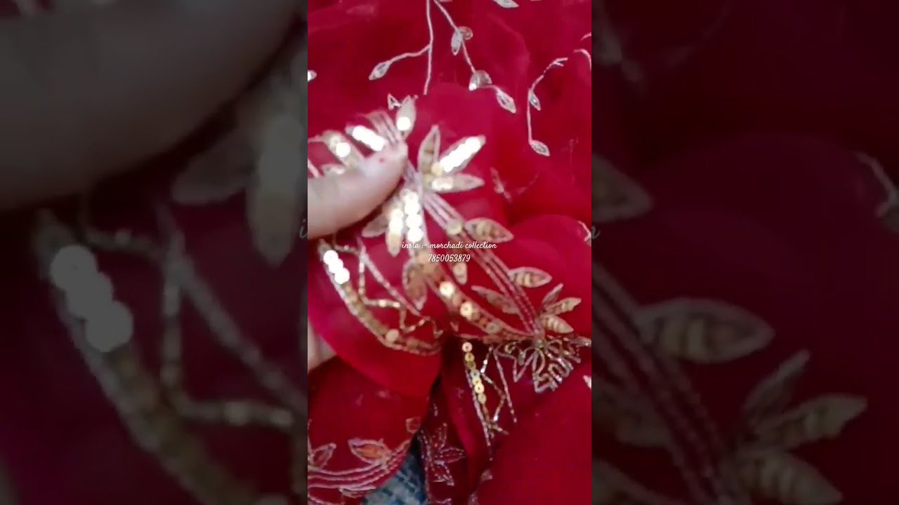 ❤️ beautiful red colour pure diamond chiffon saree❤️ 