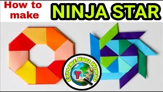 How to make NINJA Star (Colourful) in Tamil-Paper Origami step by step - Explore Kids World for kids