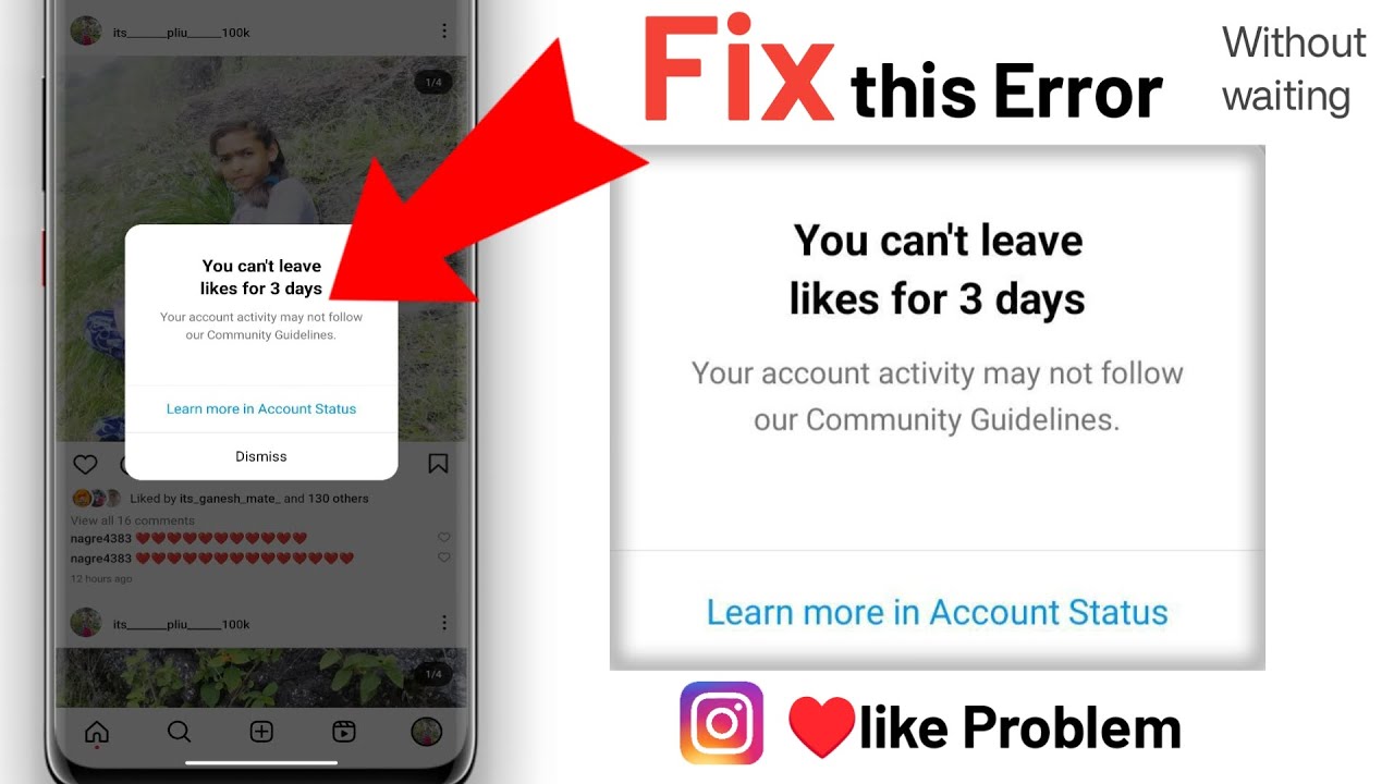 Fix You can't leave like for 3 days instagram problem your account ...