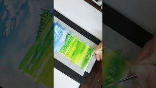 Landscape Painting On Bookmark Studio Ghibli Gouache Paints